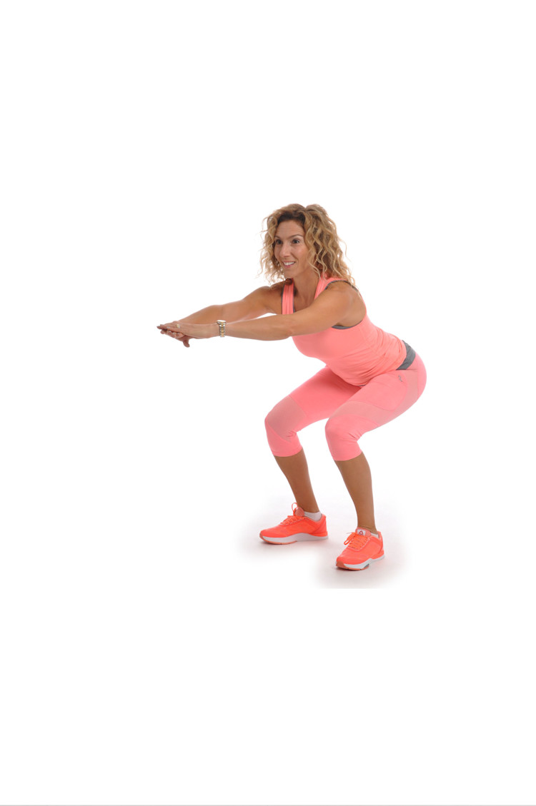 Kvinna visar benböj