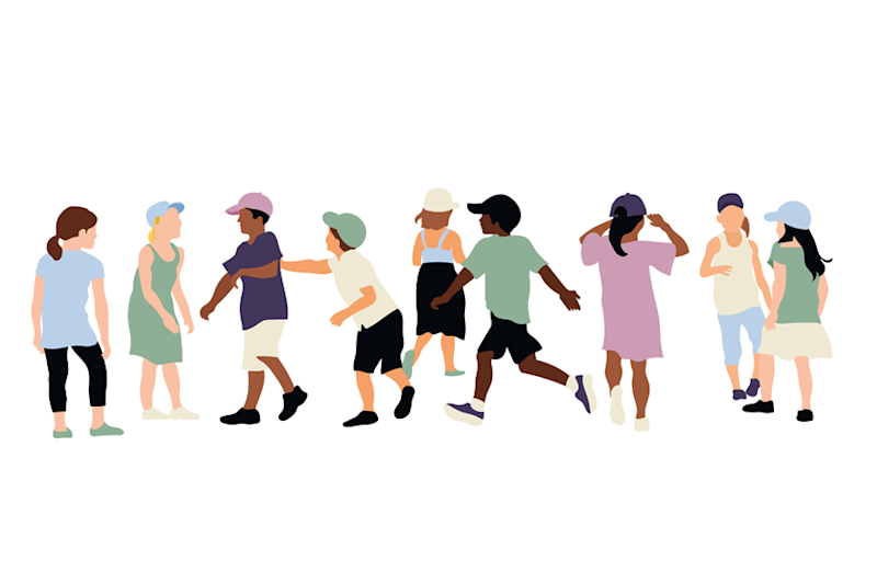 Barn som leker och rör på sig