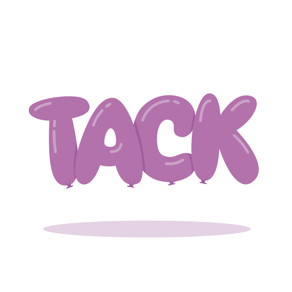 Illustration lila ballonger bildar ordet tack