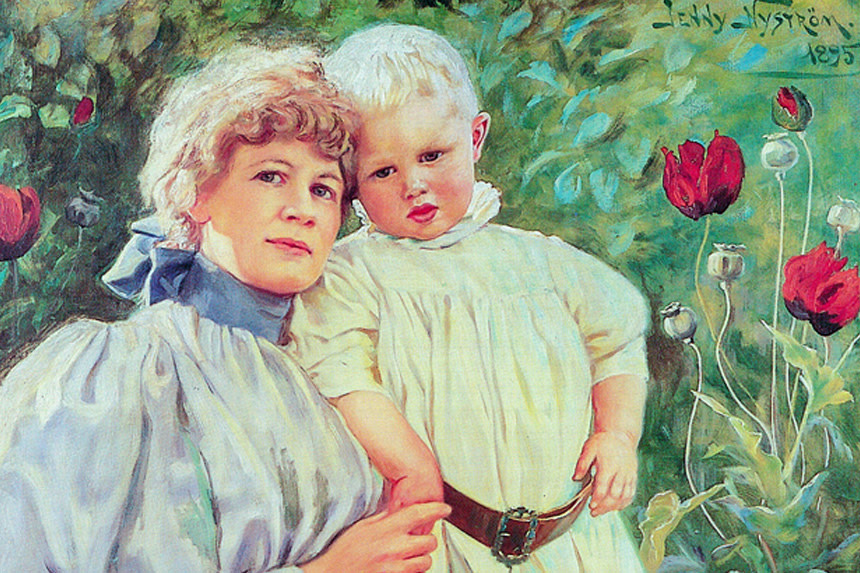 Målning av Jenny Nyström och hennes son