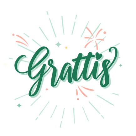 Illustration ordet grattis i ett fyrverkeri