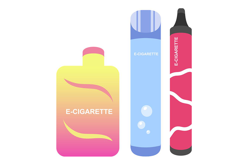Illustration över e-cigarett och vape. 