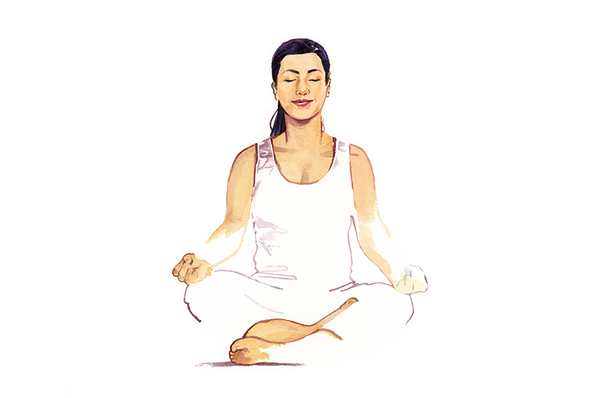 Illustration över kvinna som gör yoga