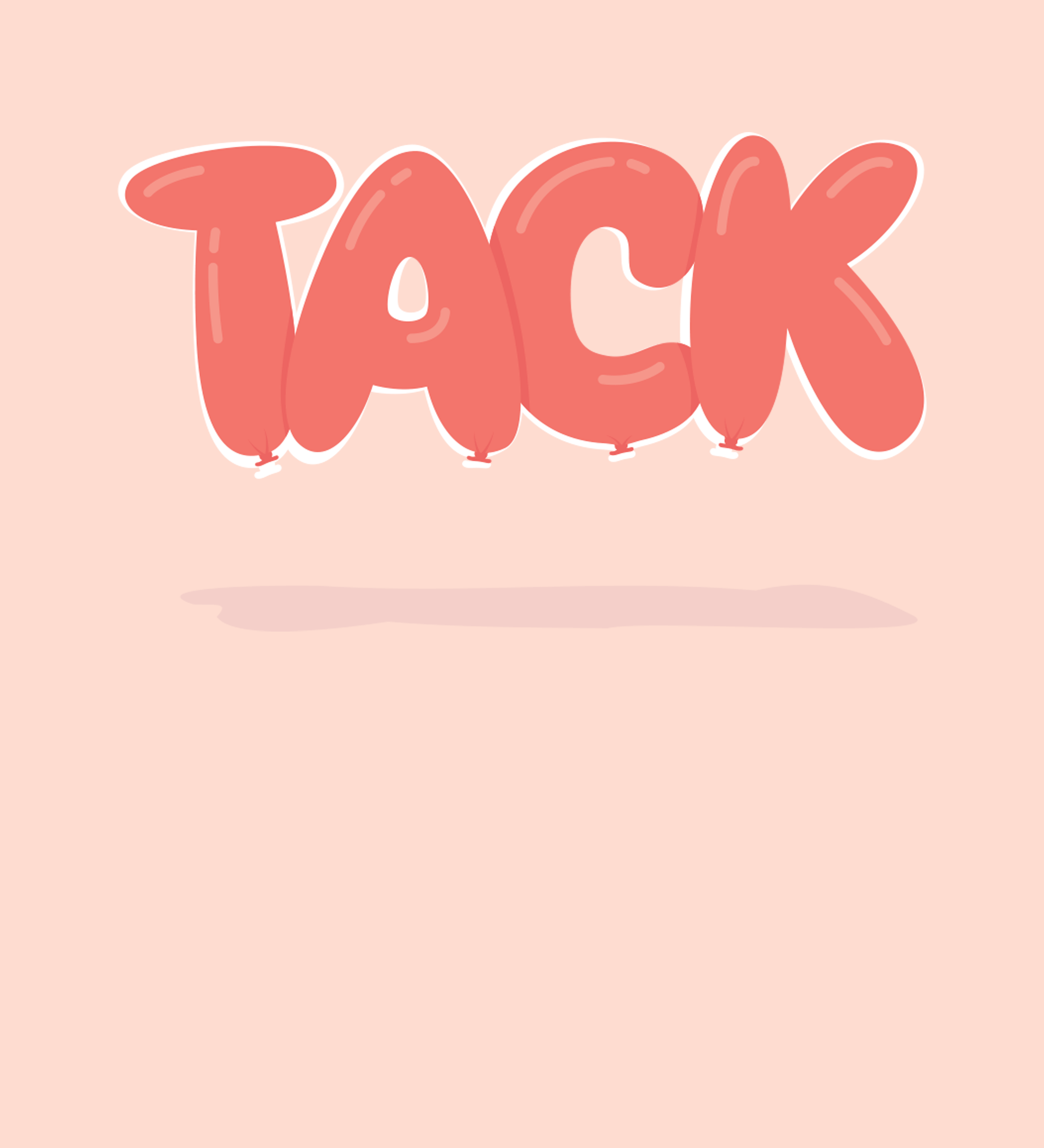 Illustration ballonger formar ordet tack