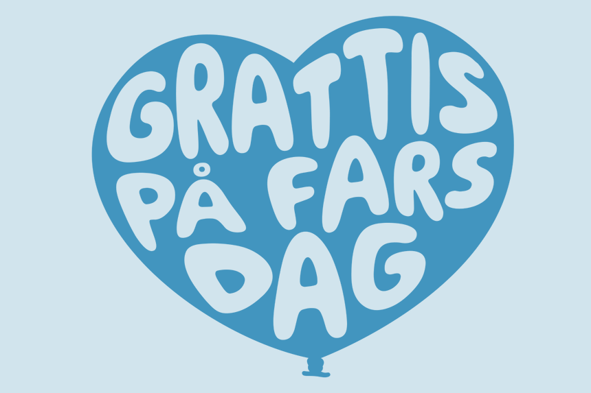 Hjärta med texten Grattis på fars dag