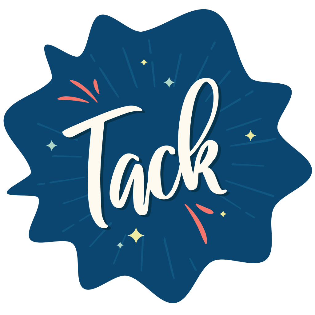 Illustration blå splash med text Tack