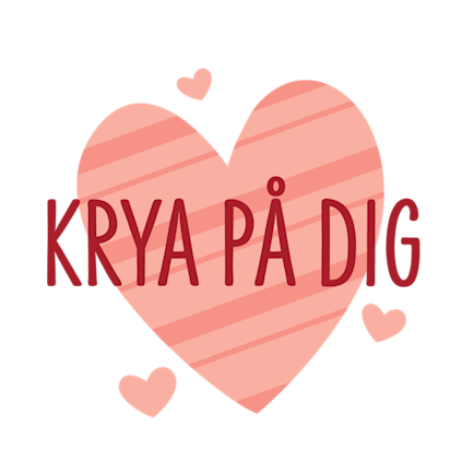 Illustration flera hjärtan med text Krya på dig