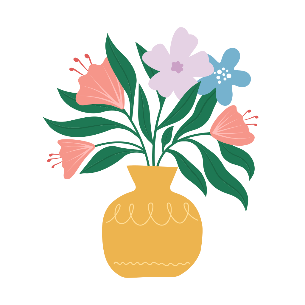 Blomvas, illustration.