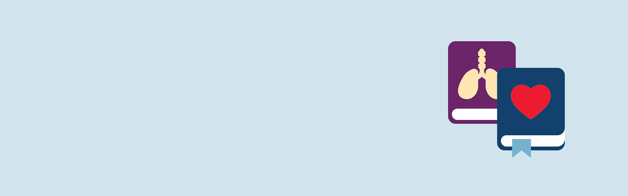 Illustration med böcker som symboliserar hjärt-lungskola.