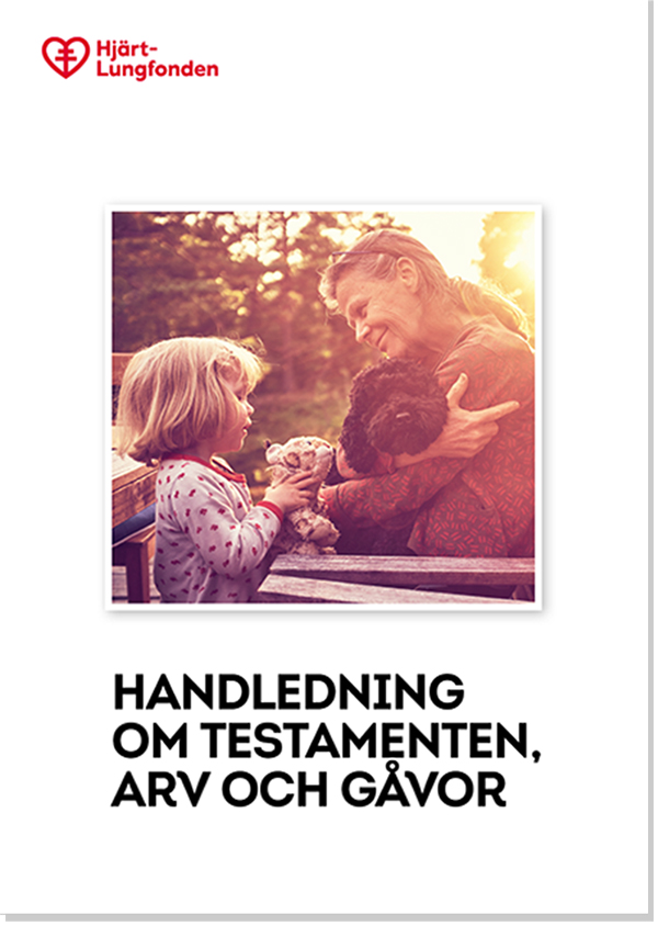 Omslag Hjärt-Lungfondens testamentshandledning; mall för att skriva testamente.