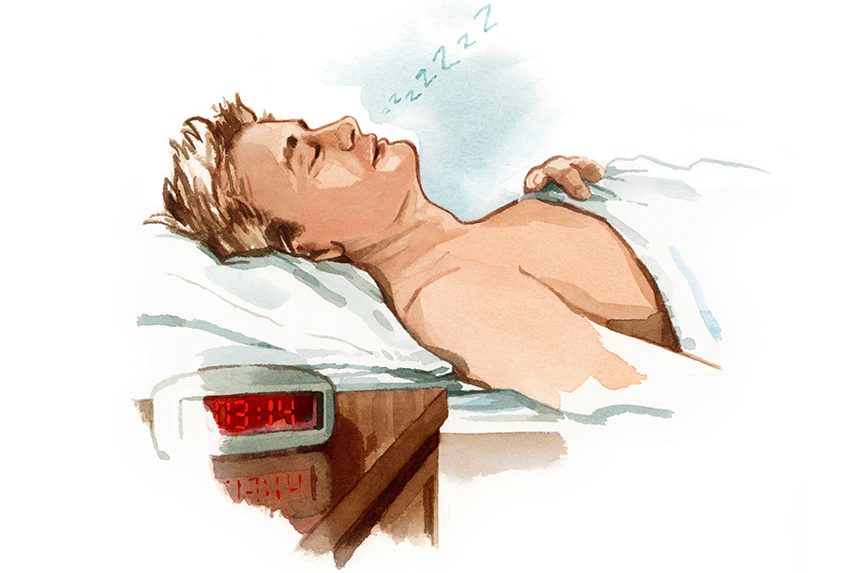 Illustration av sovande man