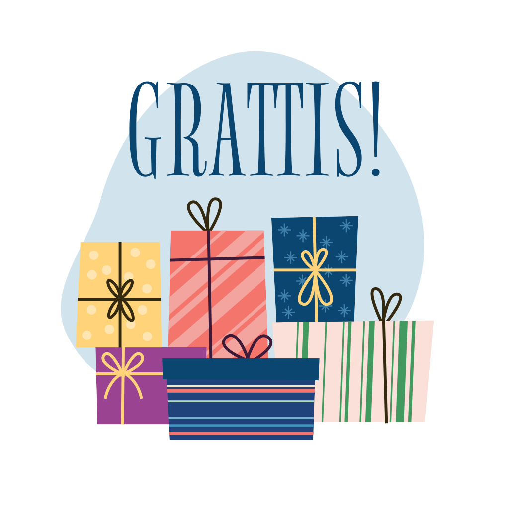 Illustration flera paket mot blå bakgrund