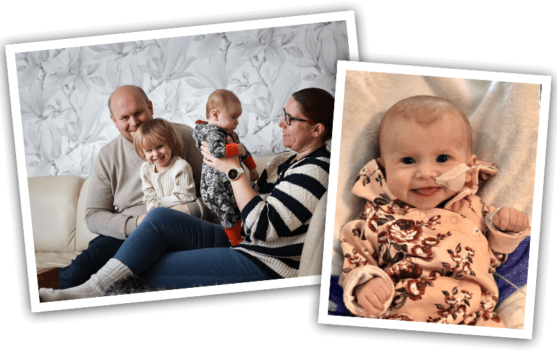 Wega tillsammans med hennes familj i soffan. Och en bebisbild på Wega.