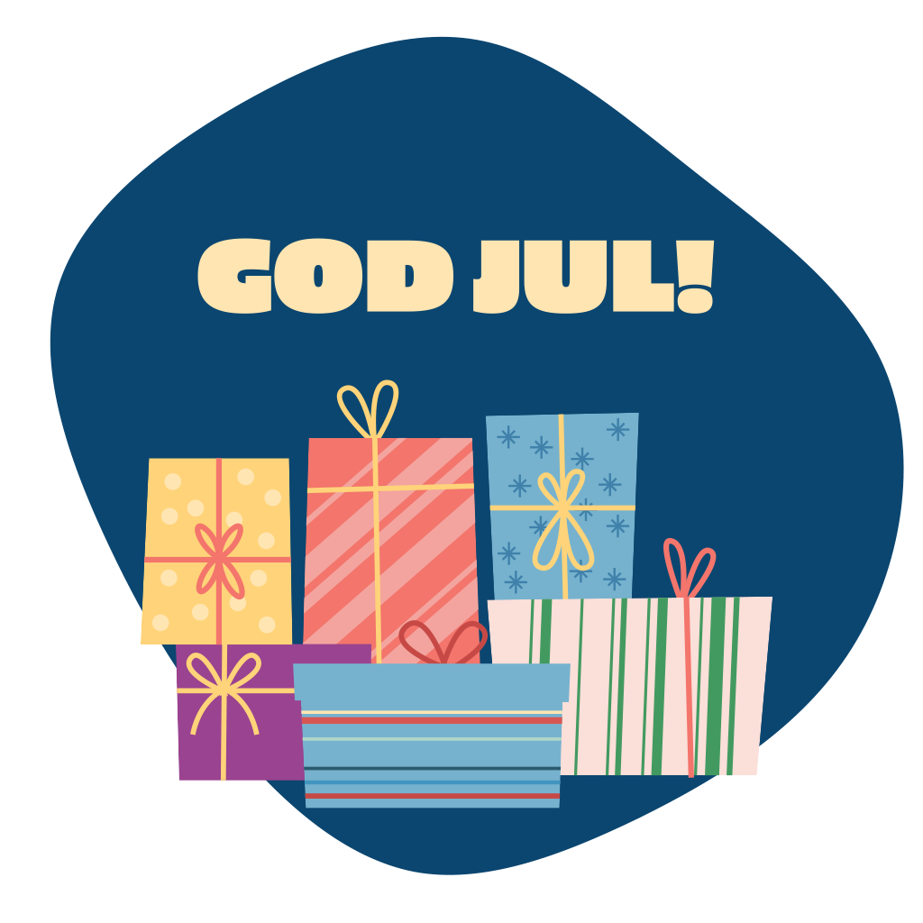 Illustration Paket och text God jul