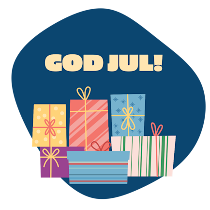 Illustration Paket och text God jul