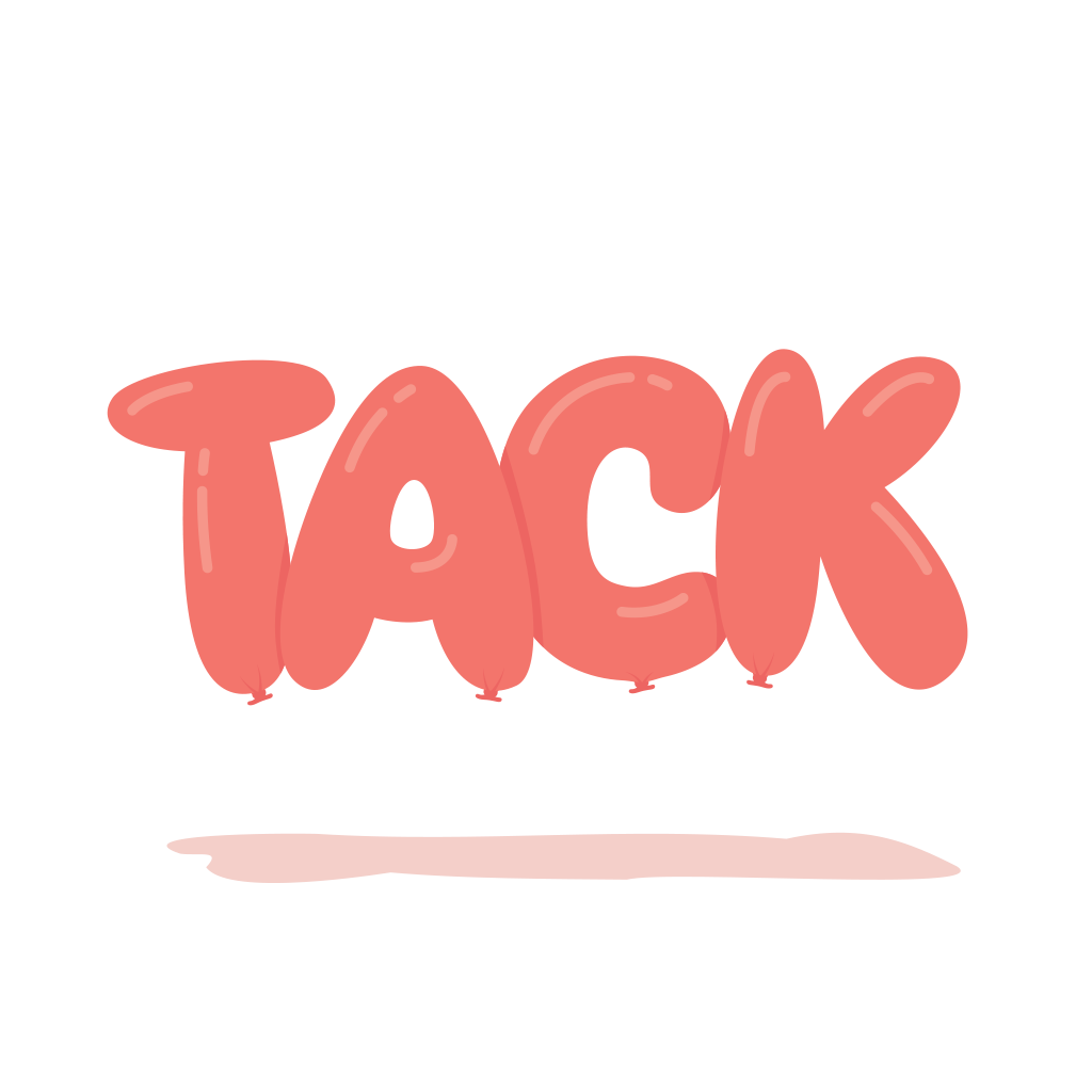 Illustration röda ballonger bildar texten tack