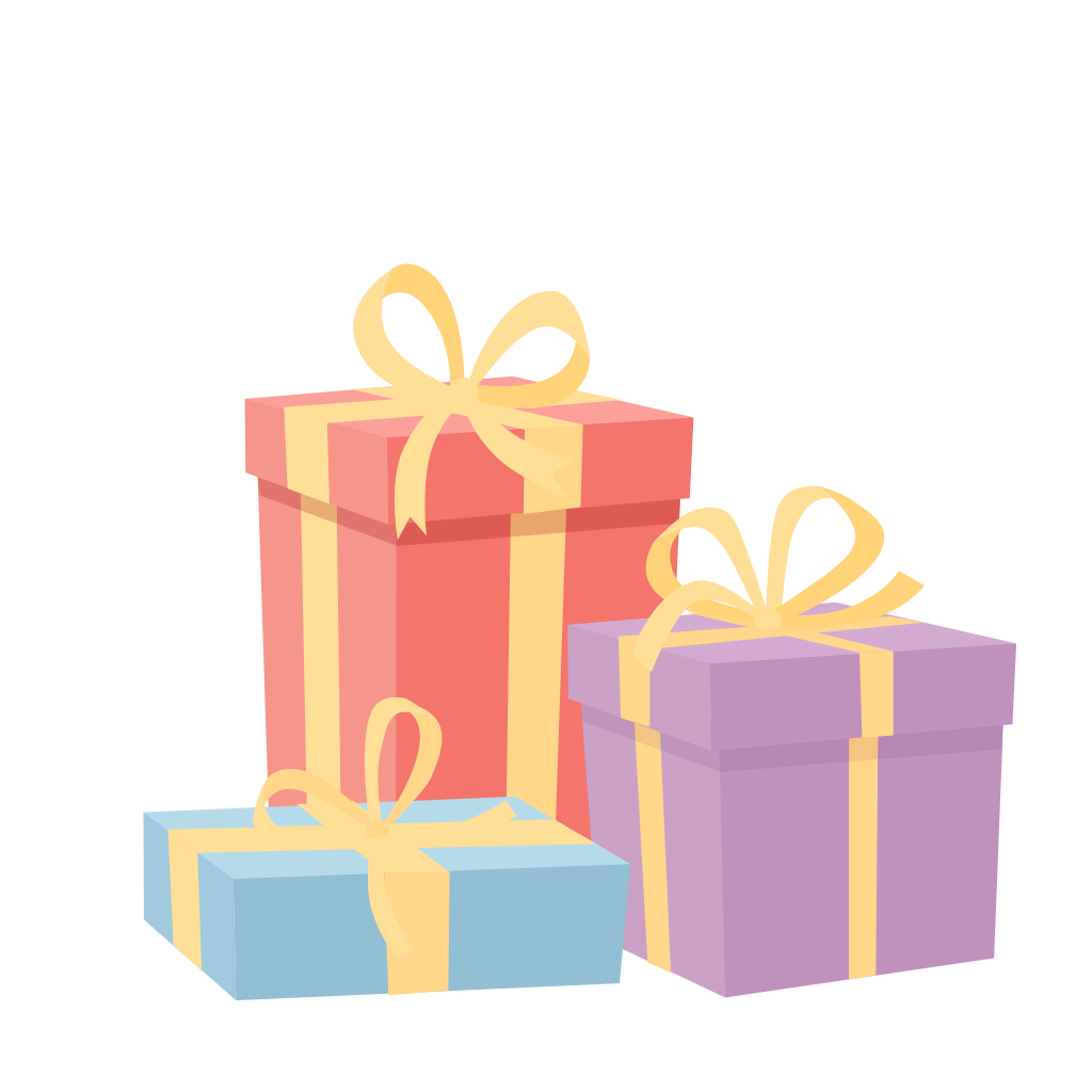 Illustration paket med ordet grattis