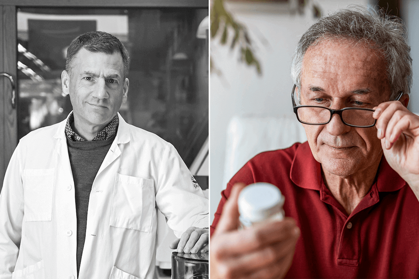 Forskare Olle Melander och en man som håller i en medicinburk