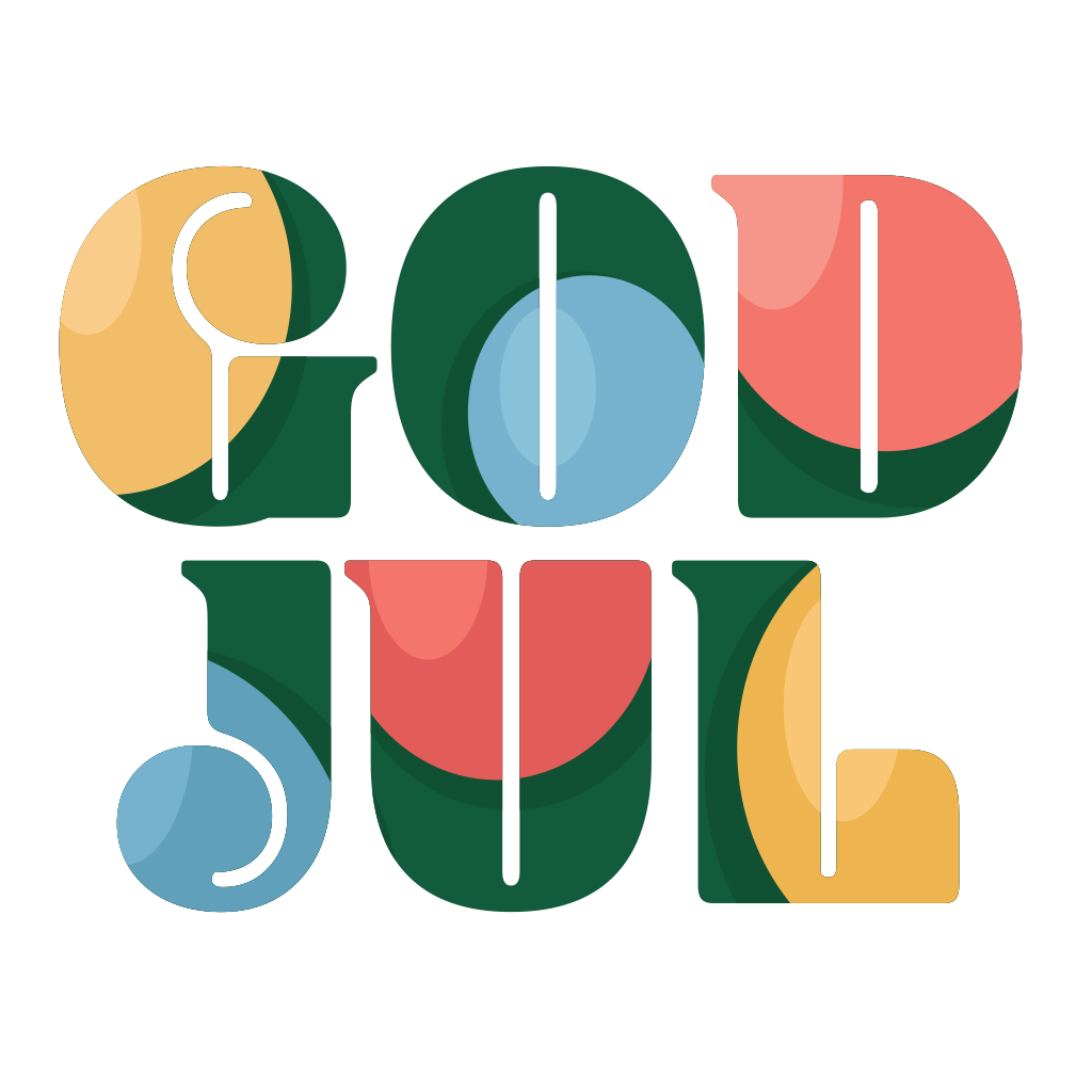 Illustration God jul som text i färg