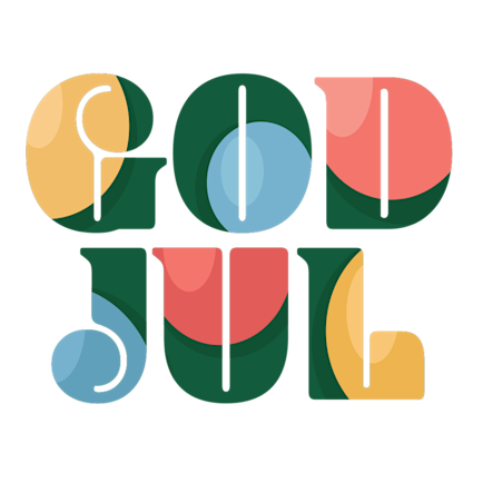 Illustration God jul som text i färg