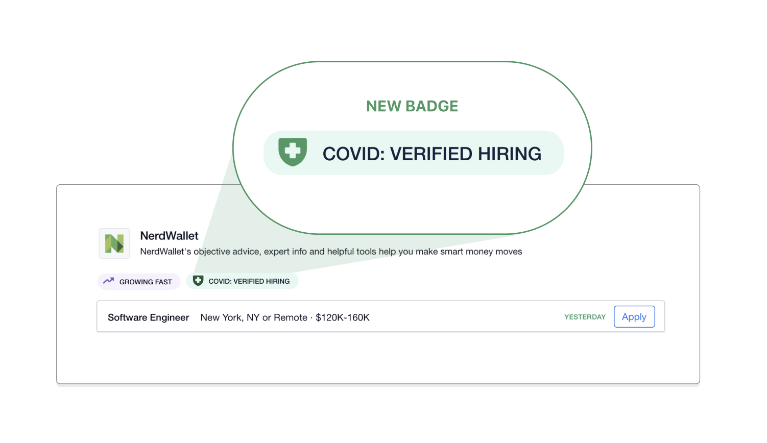 COVID: Verified Hiring badge