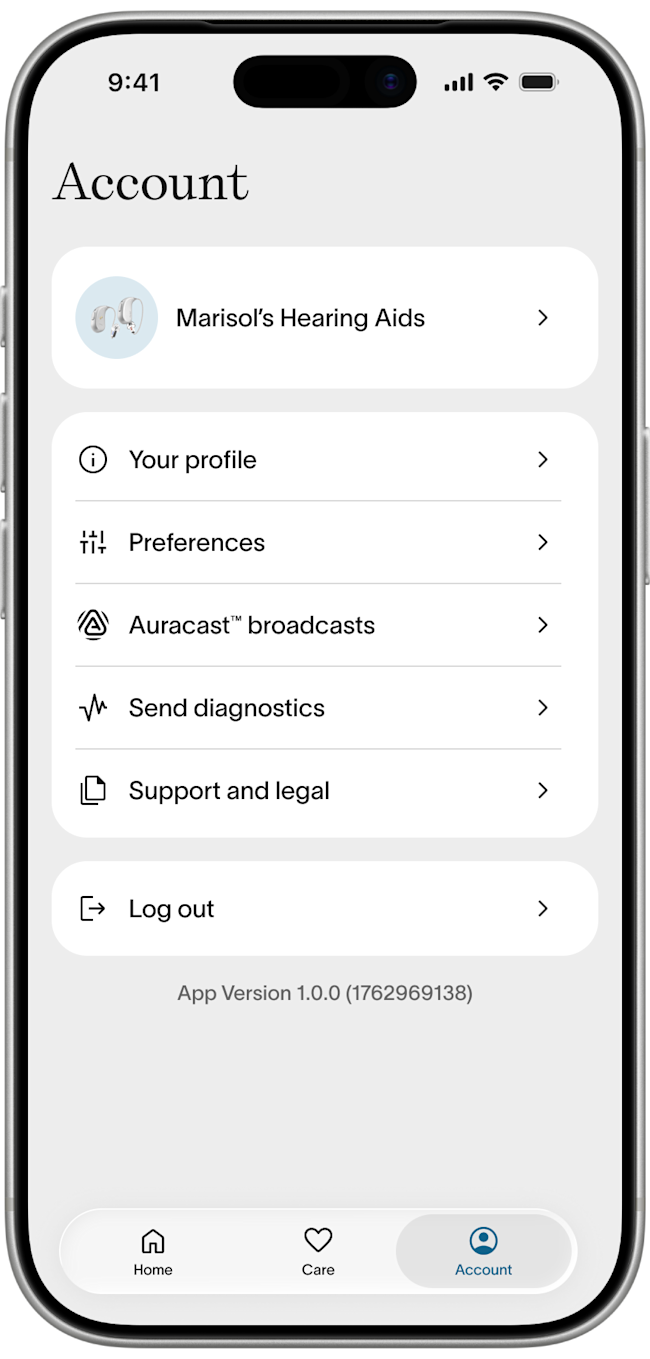 Fortell app — Account > Preferences > Hands-free Calling toggle (2 of 3)