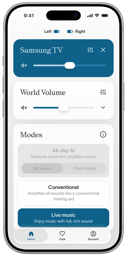 Fortell app — tapping the X to close the Auracast™ stream