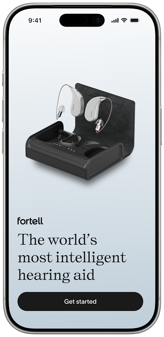 Fortell app welcome screen with the Get started button