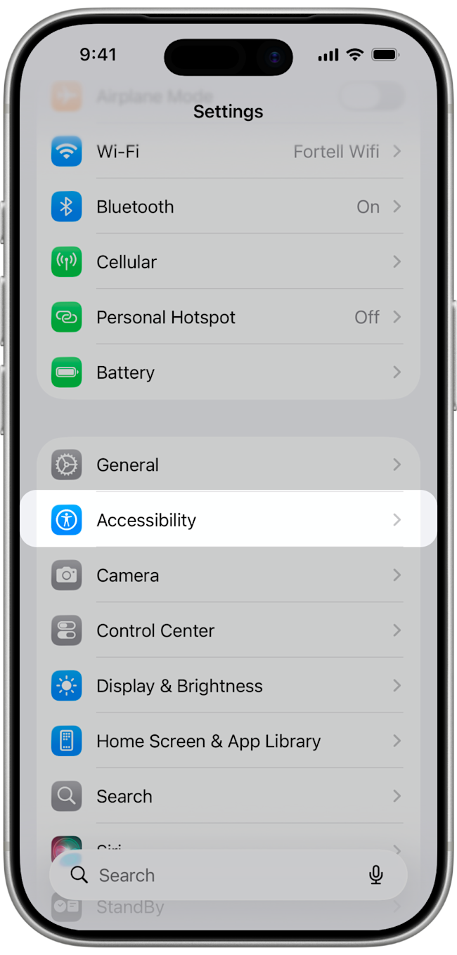 iPhone Settings — Accessibility > Hearing Devices > Audio Routing path (1 of 3)