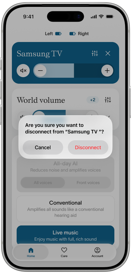 Fortell app — confirming disconnect from a broadcast