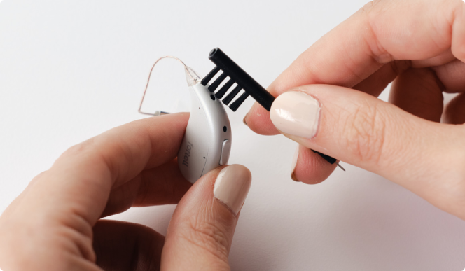 Brushing the microphone ports of a hearing aid