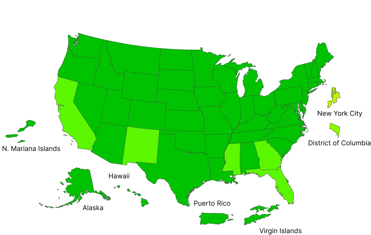 Map showing the severity of influenza-like illness spread in the United States 