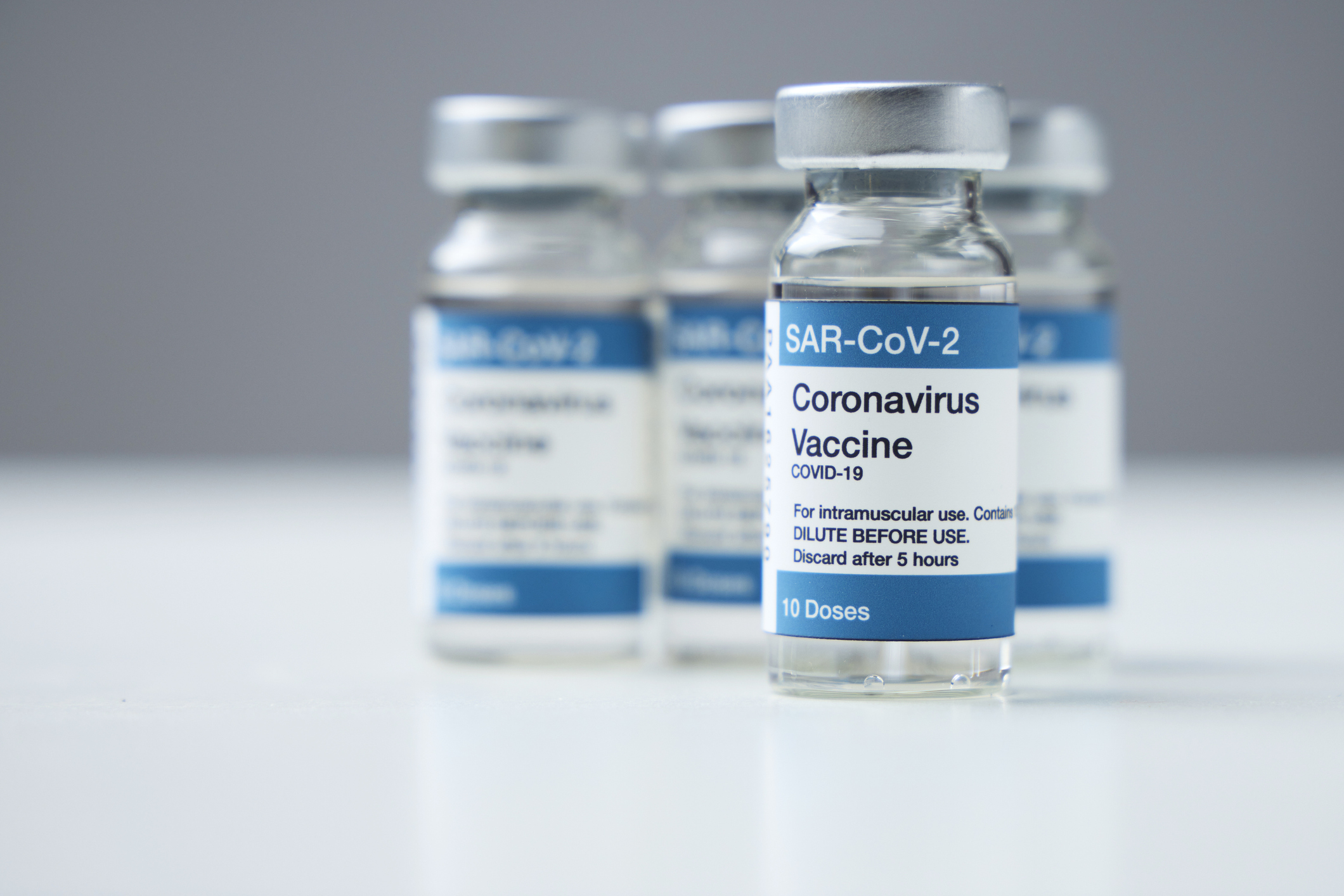 Four vaccine viles