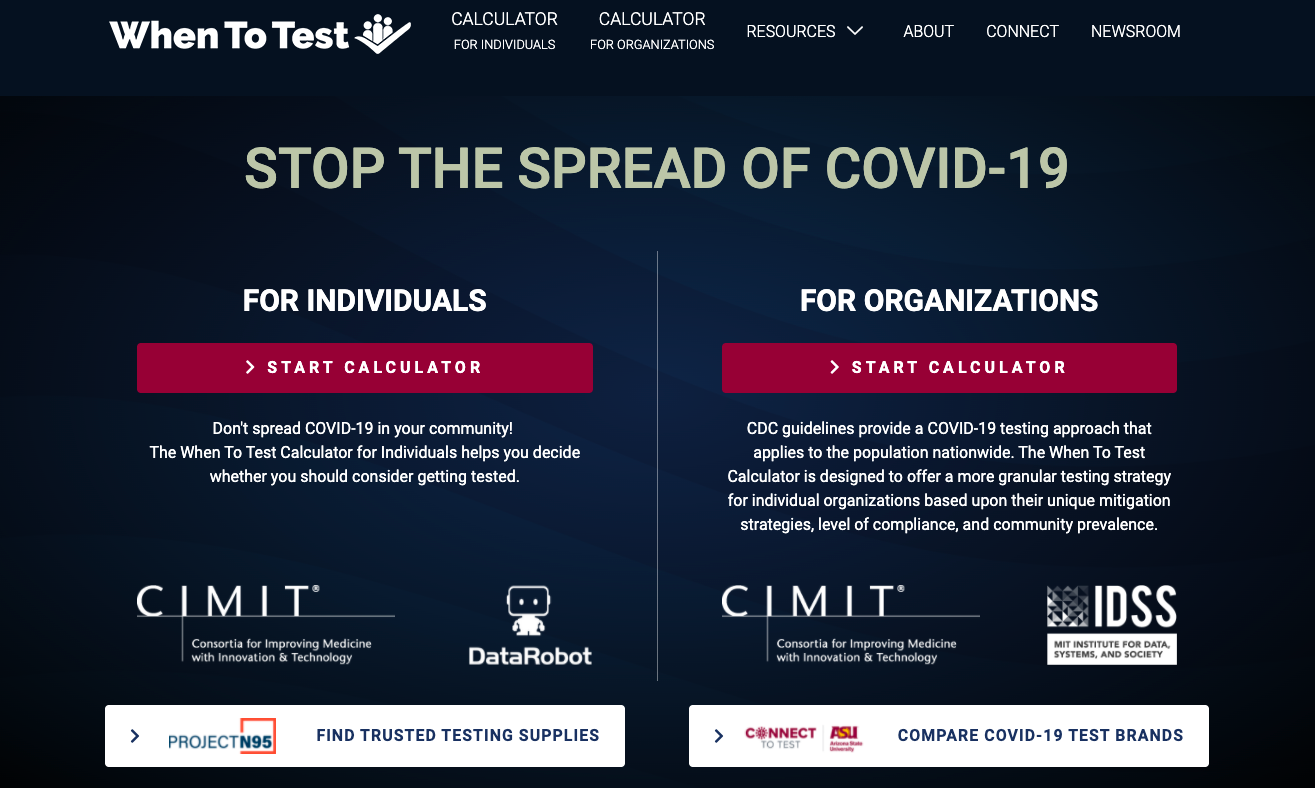 WhenToTest.org Develops Tool to Guide Individuals on COVID-19 Testing