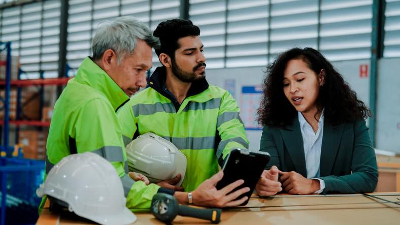 maintenance training team reviewing budget