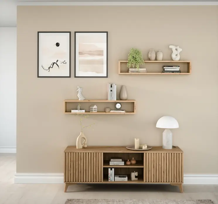 Półka Finees WS-FIN-OA-POL80, szafka RTV Entsian SF-ENT-A-RTVL150 [pomieszczenie MAŁE 824:772]