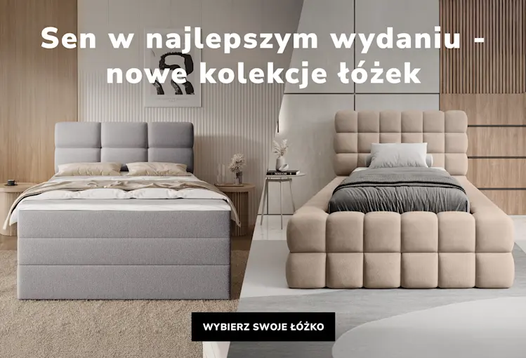 Nowe kolekcje łóżek tapicerowanych ELTAP – szare i beżowe łóżka z wezgłowiem w nowoczesnym stylu, w aranżacji sypialni