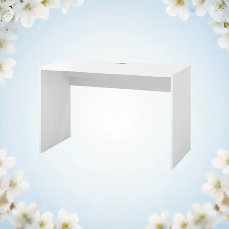 Nowoczesne biurko Nevy o prostej konstrukcji w białym kolorze to praktyczne rozwiązanie do pracy zdalnej, które łączy minimalistyczny design z komfortem użytkowania.