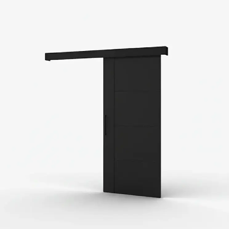 Czarne drzwi przesuwne Crestina to nowoczesne rozwiązanie do wnętrz, które łączy minimalistyczny design z funkcjonalnością, idealnie sprawdzając się w salonie, sypialni lub przestrzeni biurowej.