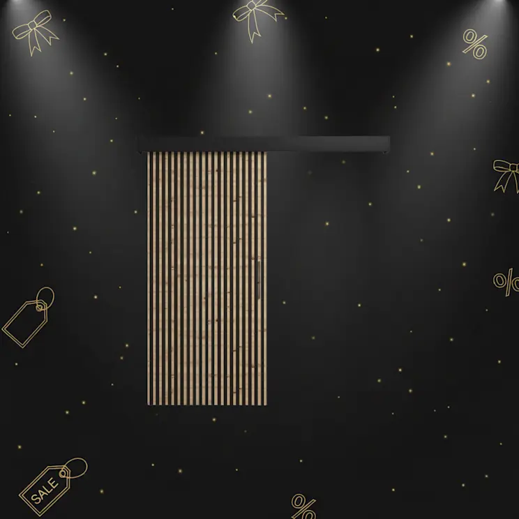 Drzwi przesuwne Tauricio z lamelami na eleganckiej szynie, idealne do modnych wnętrz