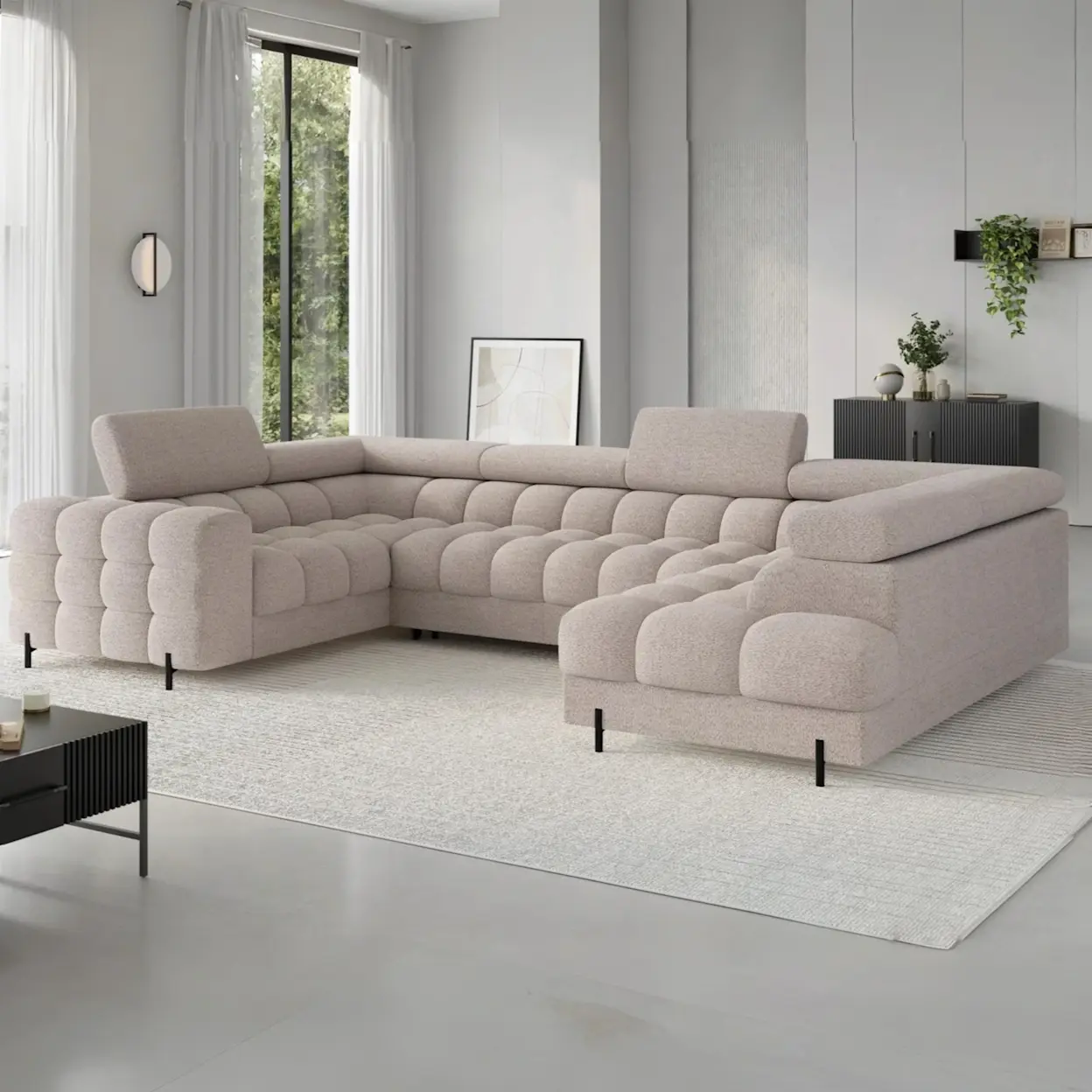 Stylowy narożnik Fectory Royal 18 w kolorze beżowym, łączący komfort i design, idealny do nowoczesnych aranżacji salonu.