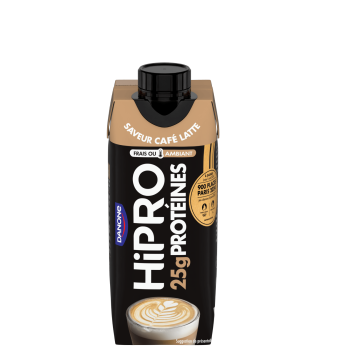 Découvrez notre délicieuse boisson UHT protéinée HiPRO Saveur Café-Latte, avec 25g de protéines et sans matières grasses. A emporter partout avec vous grâce à sa formule ambiante !