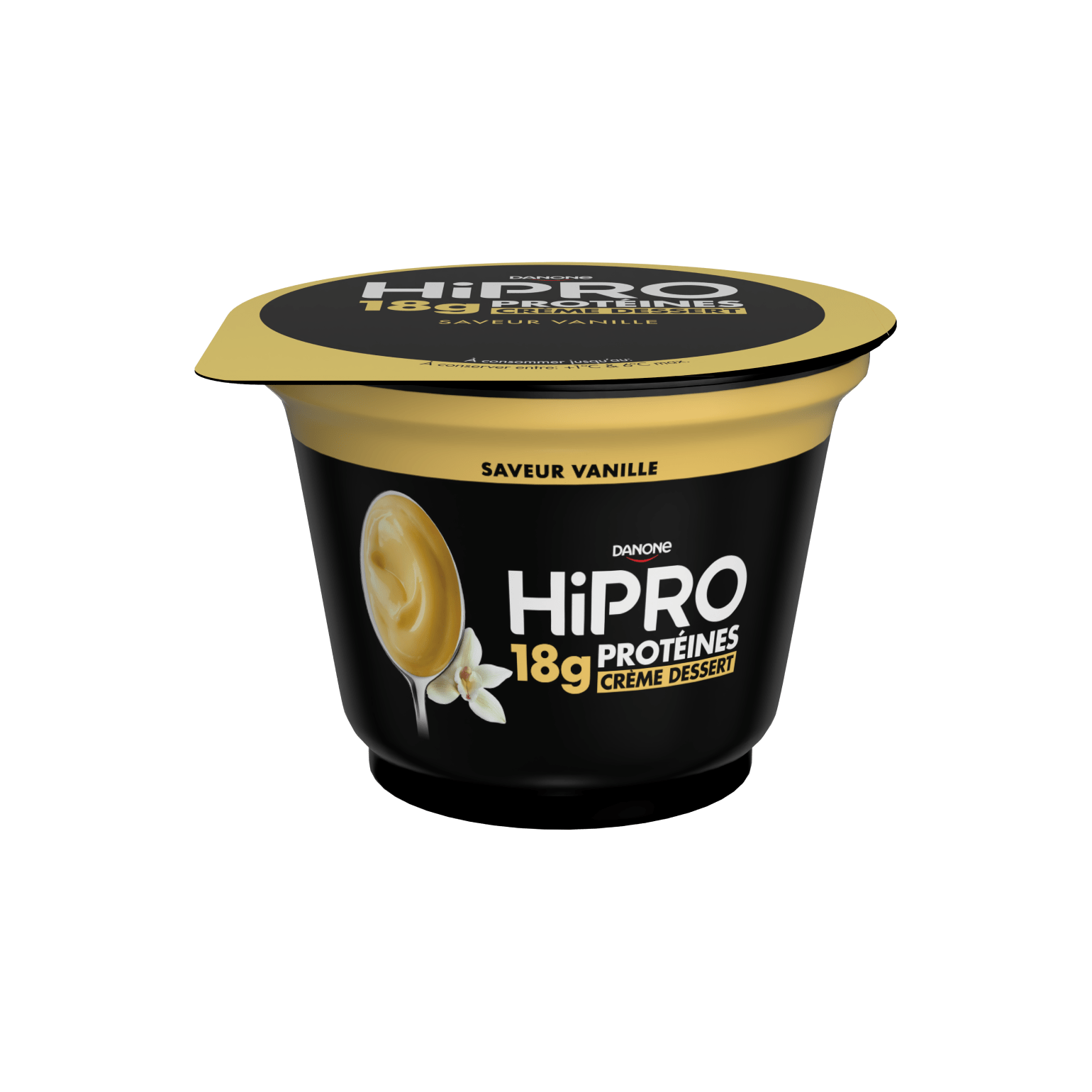 Fais-toi plaisir avec la nouvelle crème dessert HiPRO faible en matières grasses. C’est 18g de protéines pour tes muscles !