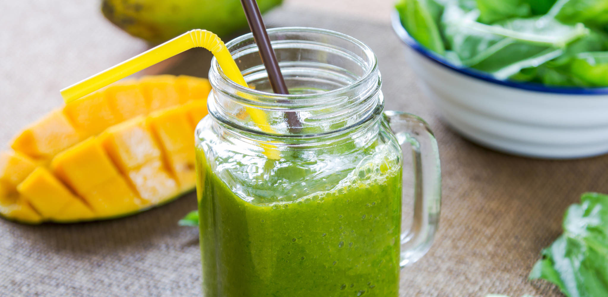 Smoothie vegetariano com espinafre