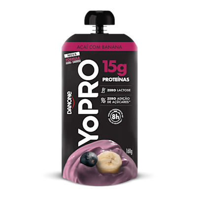 YoPRO Pouch 15g de proteína sabor Açai com Banana.