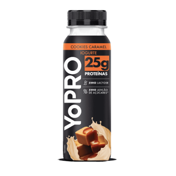 YoPro Iogurte Líquido 250 ml sabor Cookies Caramel com 25g de proteínas
