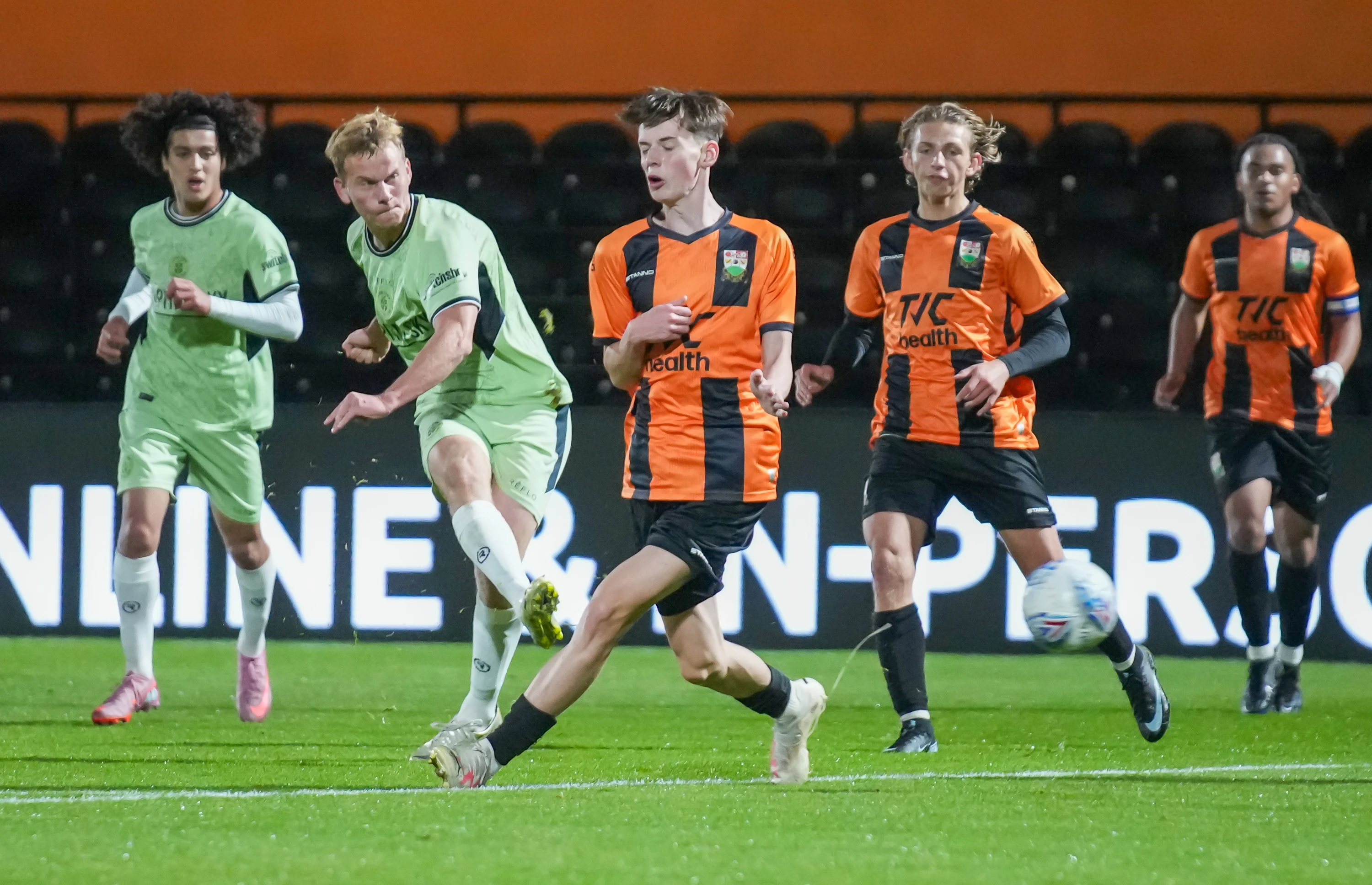 Dawid Gawel in action versus Barnet