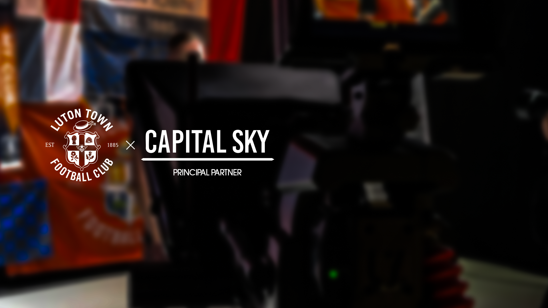 A graphic showing the Luton Town FC and Capital Sky logos.