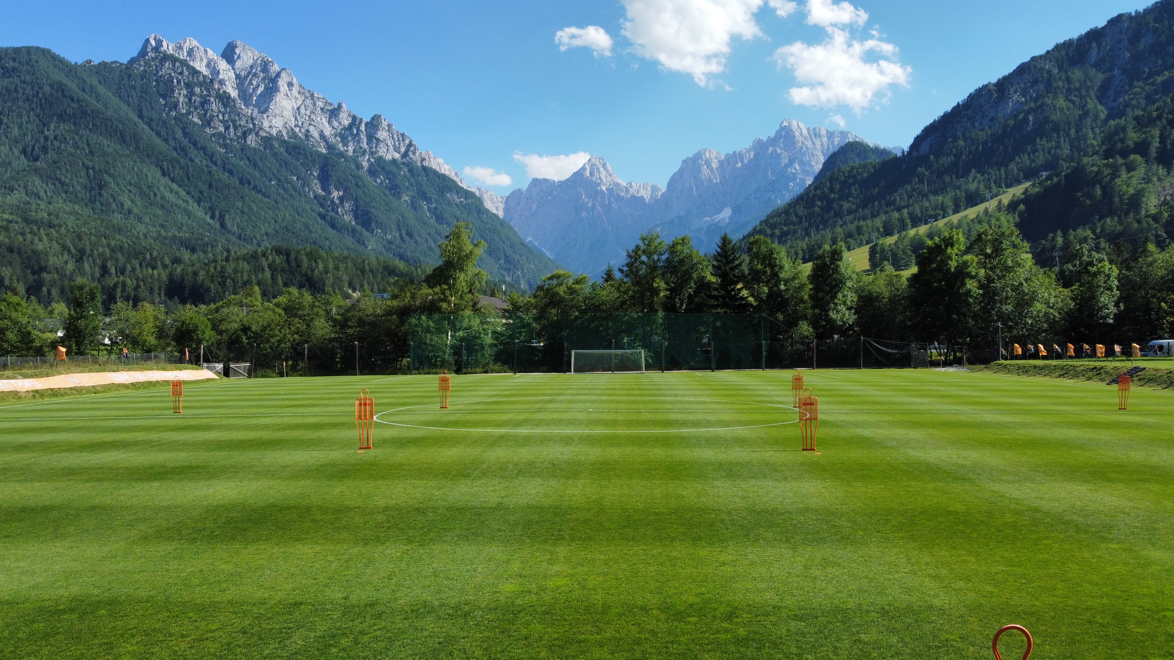 A view of the Hatters' pre-season training camp in Slovenia, with the Kranjska Gora mountains in the background.