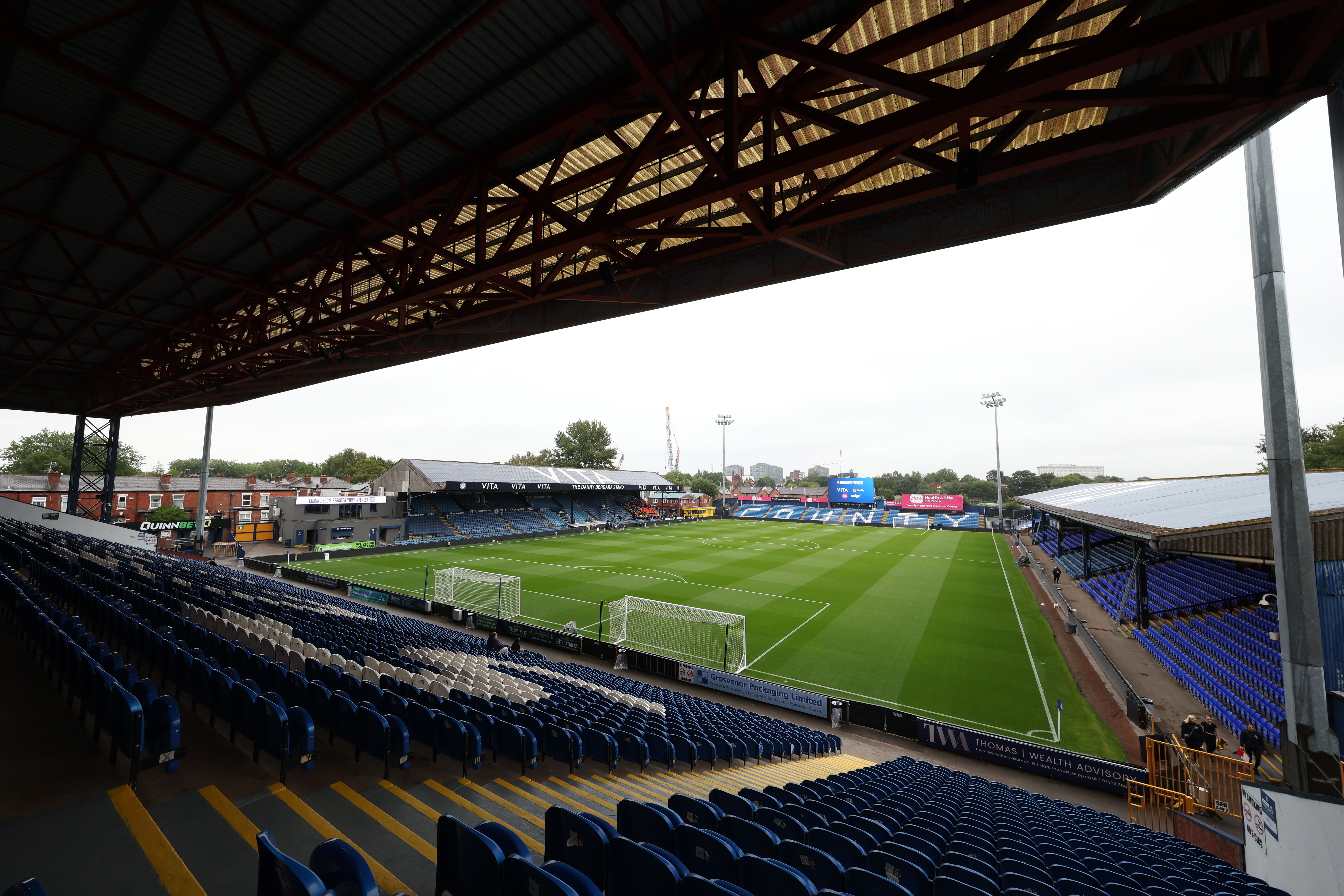 A general view of Stockport County's Edgeley Park ground